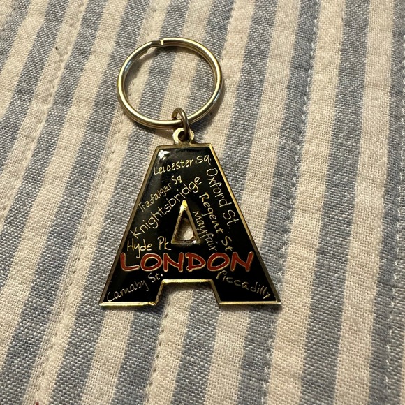 Awnhill Ltd Accessories - Awnhill  London Souvenir Keychain Letter A Black Gold Enamel‎ Landmarks Vintage